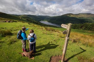 Pointing out Talybont reservoir